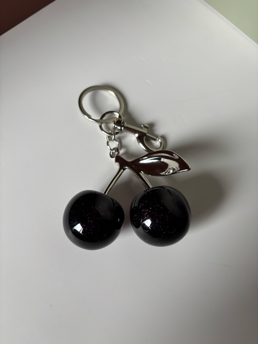 PURSE CHARMS Black Cherry Keychain, Black & White Graphic Scarf NWOT - Picture 3 of 3